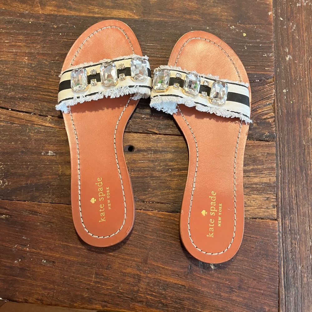 Kate Spade Wood Bejeweled Sandals